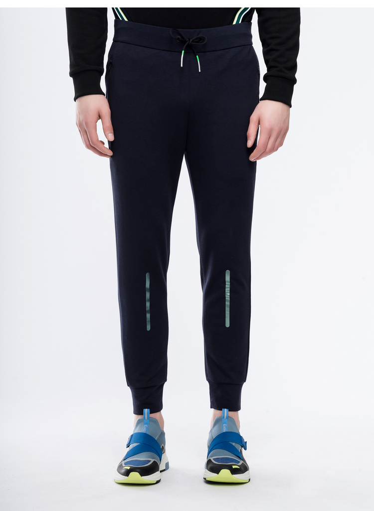 cabbeen 卡宾男装抽绳设计休闲裤中低腰修身长裤子简约针织裤男j 靛