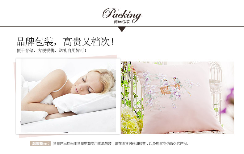 堂皇家纺 全棉绣花靠垫套 新品上市 抱枕套不含靠垫芯 听音靠垫套 50*50cm