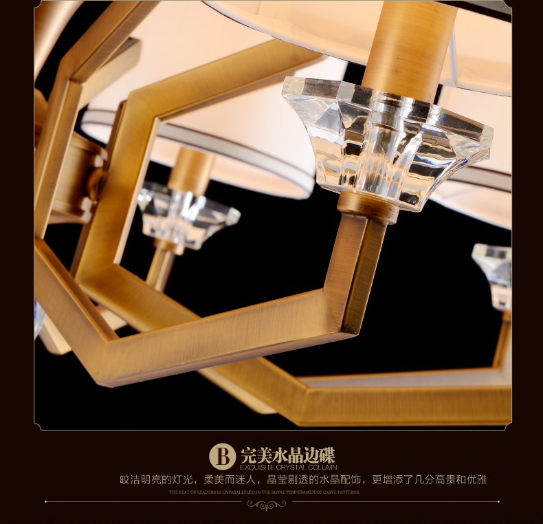 创琪 吊灯客厅灯美式简欧现代卧室书房餐厅仿铜铁艺灯具 8头配LED光源(暖光)
