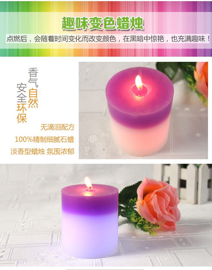 后博 柱状香薰蜡烛 生日婚礼浪漫表白蜡 无烟祛味 宜家家用 心形浪漫-粉色-素馨花