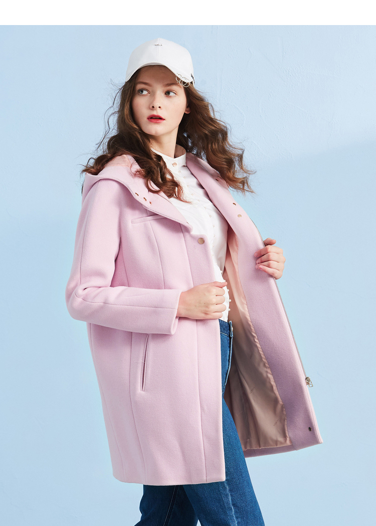 gloria/歌莉娅女装冬季新品连帽呢料外套17ce6e820 r16浅粉红 s_ 5折