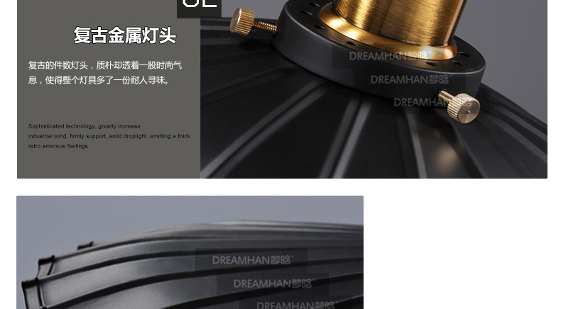 梦晗灯具 吊灯工业复古loft餐厅办公室铁制酒吧吊灯吧台灯餐桌灯 灯具 包邮Q811 中号36cm黑色+爱迪生光源