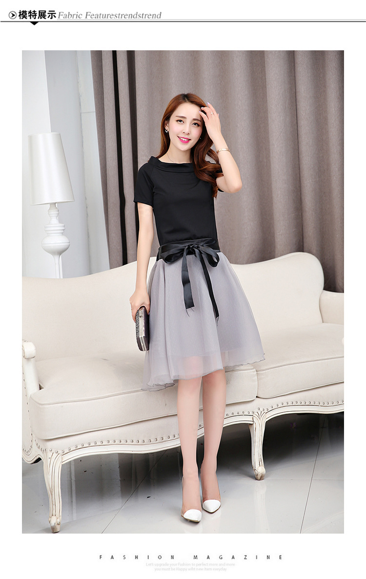 慕魅莎 2015夏季新款雪纺连衣裙2015夏季新款女装小香风复古两件套