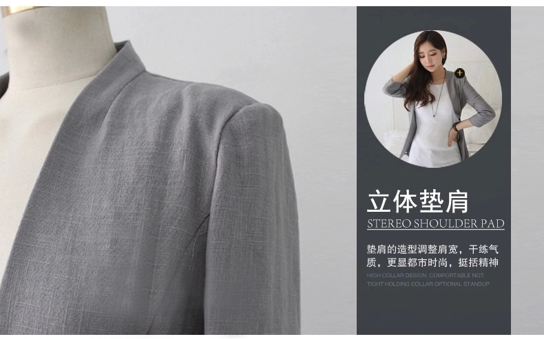 莫纳里尔monalier2015韩版秋季新款定制后开叉小西装OL职业外套 灰色 XL
