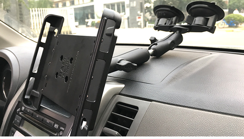 美国ram 车载平板电脑支架汽车前挡风玻璃风挡固定双吸盘加强款苹果9