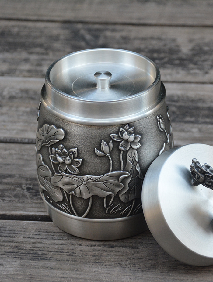 福铭阁锡器和谐盛世纯锡茶叶罐金属锡罐储茶密封罐