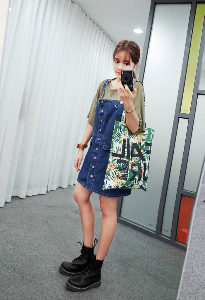 新款百搭牛仔裙 女牛仔背带裙牛仔连衣桾牛仔吊带短裙9366 蓝色 M