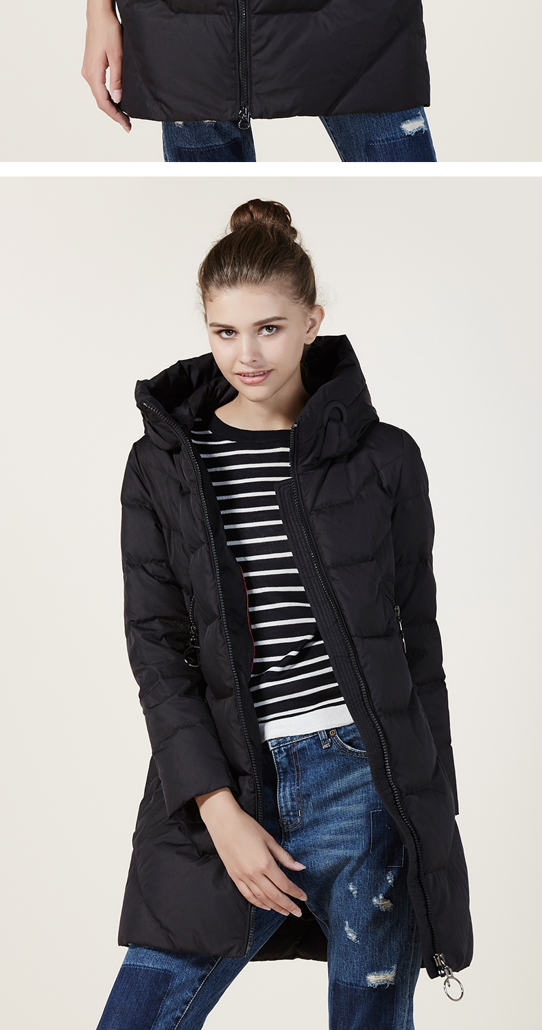 杰奥 冬季 女士中长款聚酯纤维感面料修身羽绒服 圆环气眼 2017320