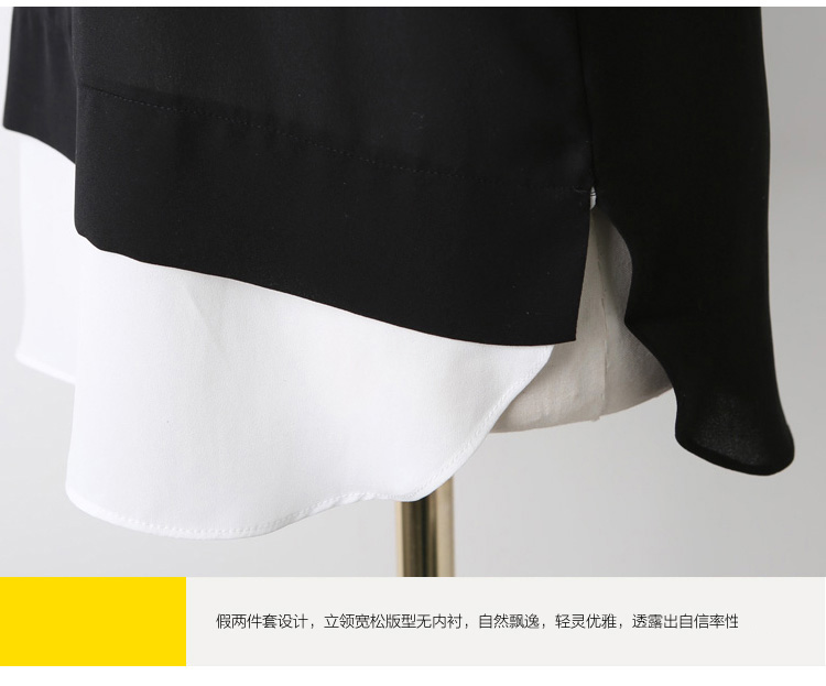 
                                        mineeor 2016春夏季韩版新款翻领百搭雪纺拼接女装打底衫t恤雪纺衫女短袖 水蓝色 L                