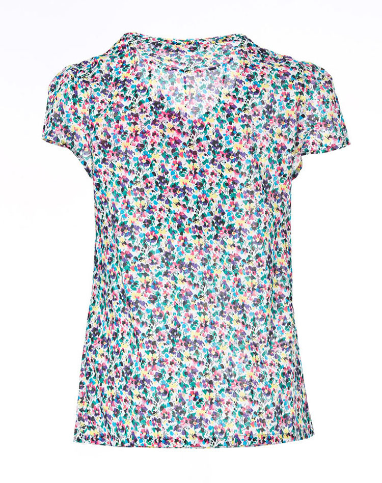 渔牌f13b2037 清新碎花短袖女上衣吊牌价798元 浅蓝色 m