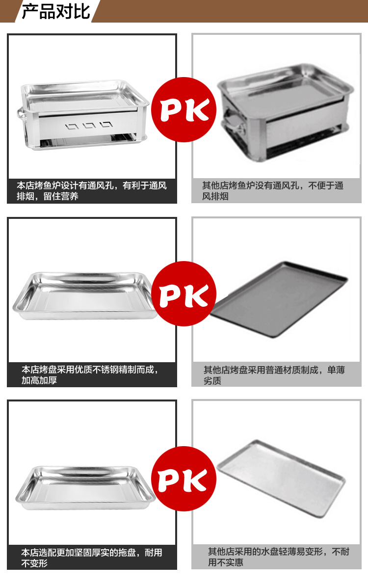 
                                                            德勒（DELE） 特厚 酒店不锈钢木炭烤鱼炉 商用酒精两用烤鱼架烤鱼盘烧烤架鱼头火锅 36X27                