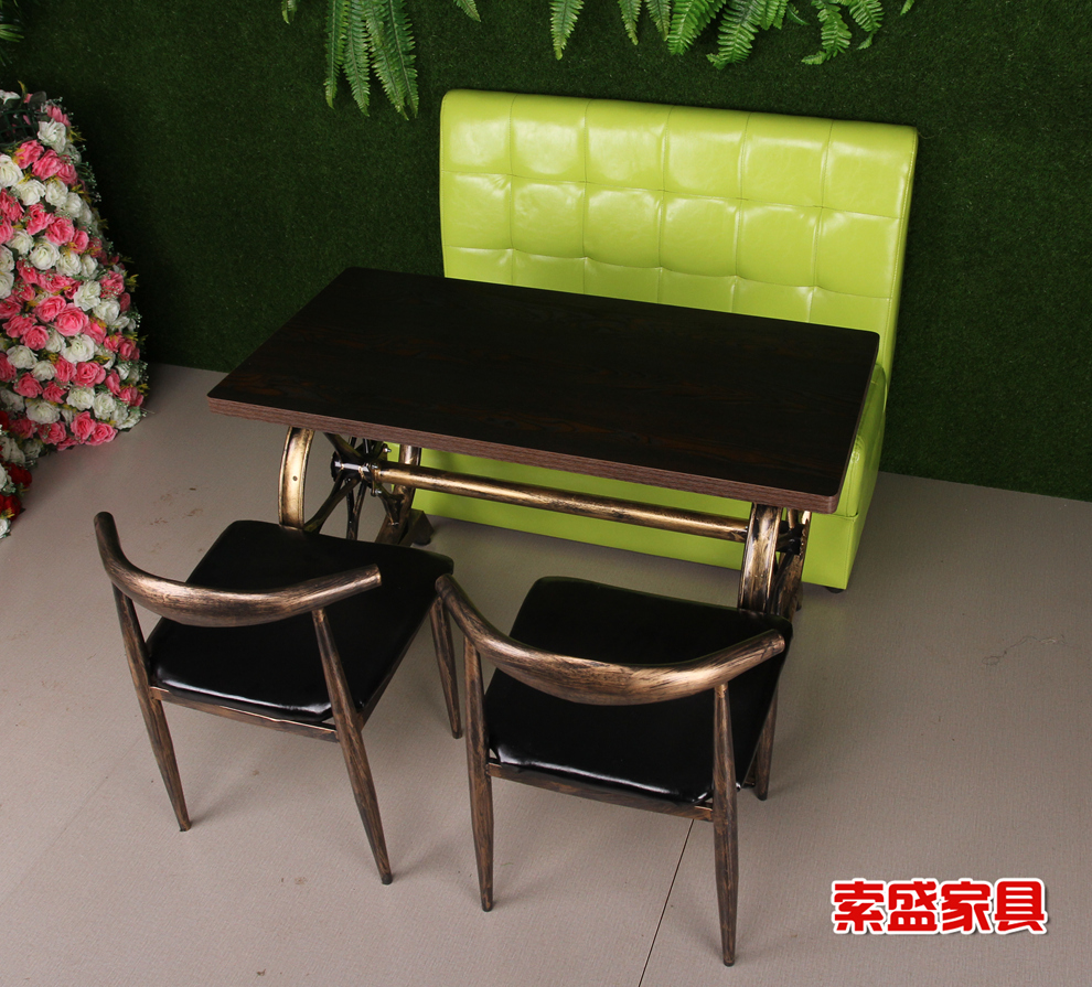 索盛 西餐厅桌椅 奶茶店桌椅牛角椅 快餐桌椅饭店 小吃店面馆麻辣烫