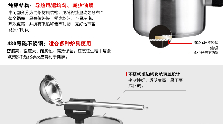 凌丰（LINKFAIR）沃德系列倒水隔渣不锈钢奶锅