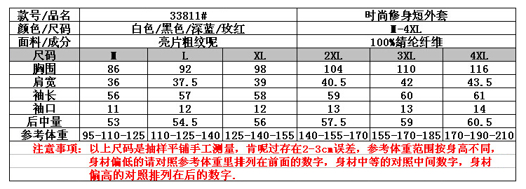 简颖 2015秋冬季新款韩版修身百搭圆领短外套女 长袖小外套 大码女装 B33811 白色 M