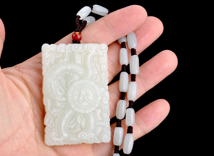 同伴和田玉关公吊坠男士武财神项链玉牌男款玉石罗汉项链挂件带证书配