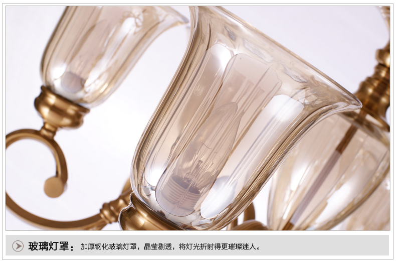 美式吊灯餐厅客厅吊灯 现代卧室吊灯 简约仿铜欧式吊灯 0260-8