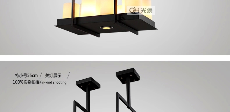 梦晗灯具北欧美式乡村吊灯 中式创意LED烛台云石复古餐厅工业控吊灯8001 95cm*36cm送5Wled