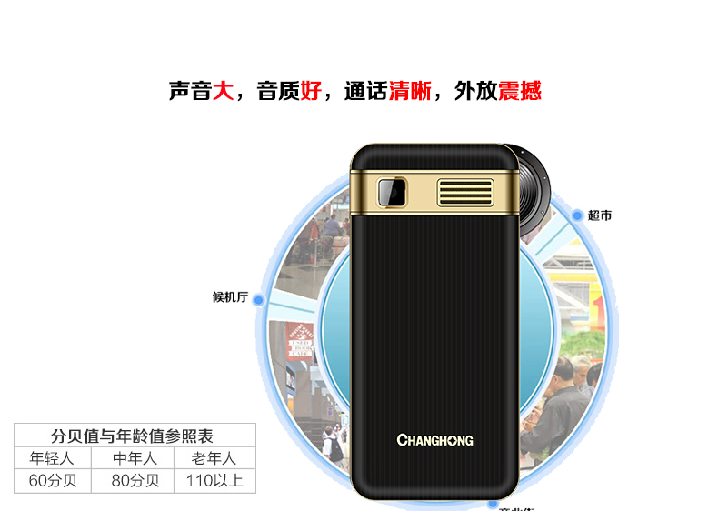 长虹（CHANGHONG）GA799 老人手机 移动/联通2G  双卡双待 黑金色