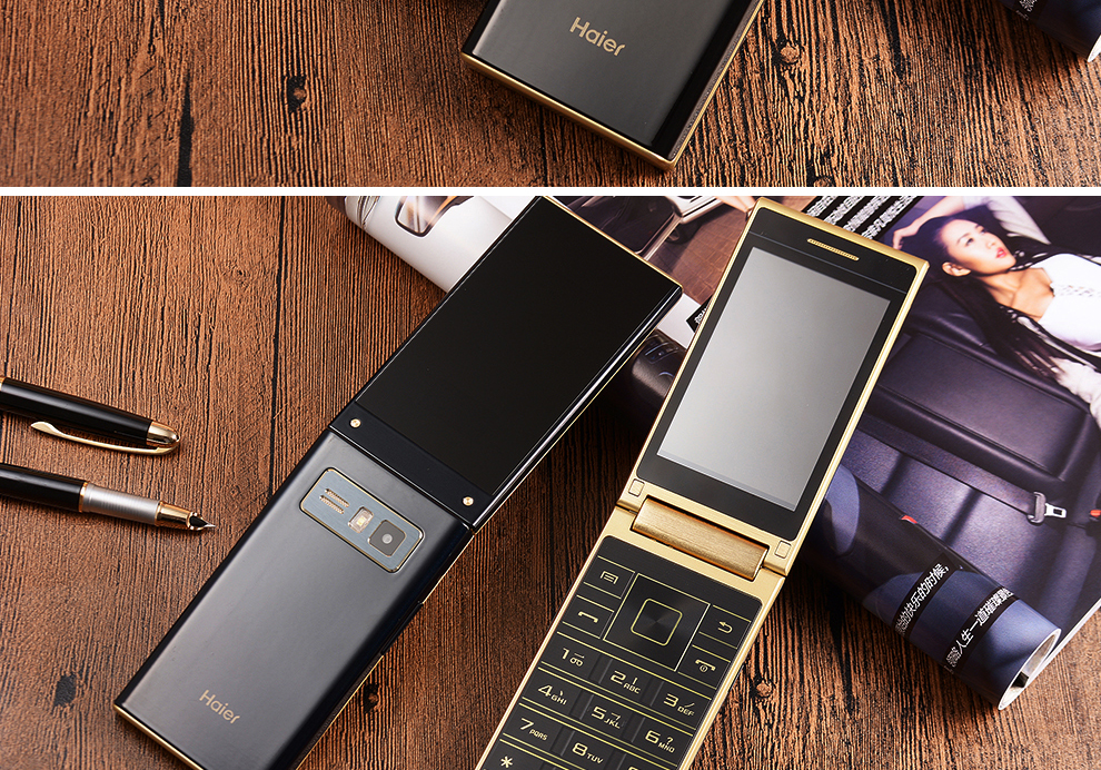 海尔（Haier）M316 移动/联通2G 翻盖老人手机 钢琴黑