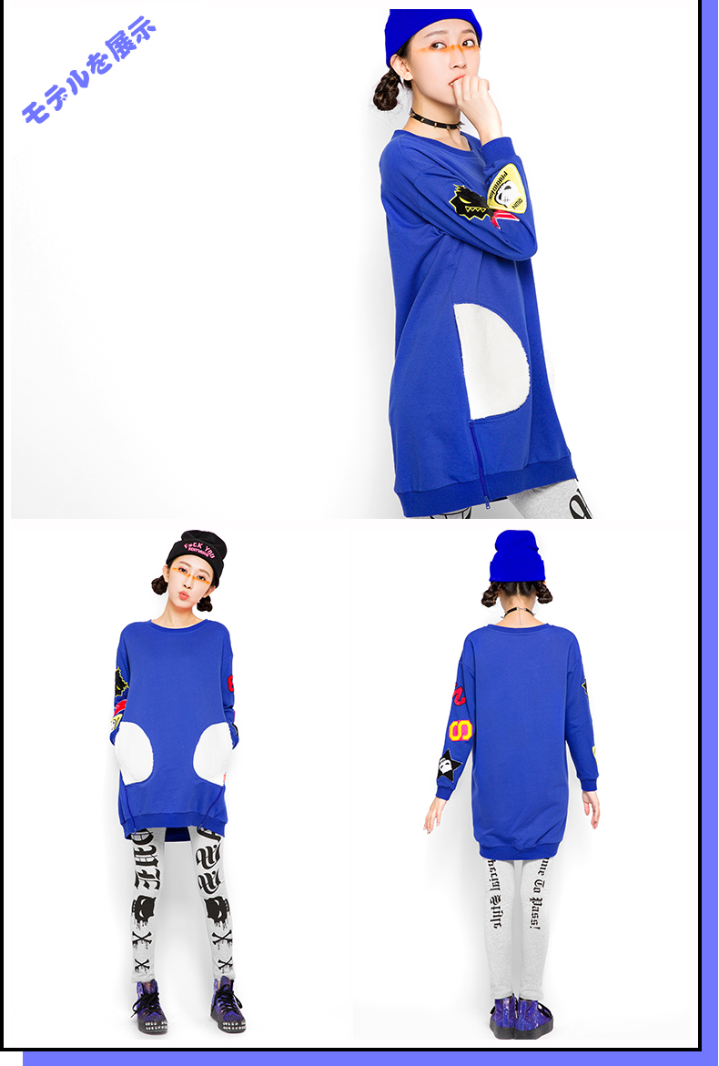 PASS女装秋冬新款 长袖撞色短款连衣裙6532411095 黑色 M