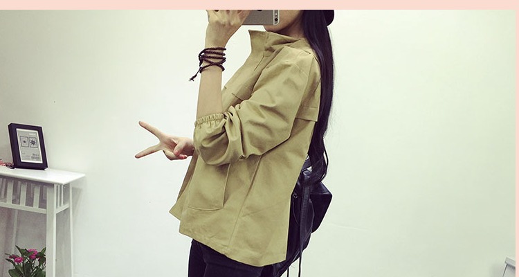 公主蓬特春秋连帽抽绳简约原宿风薄款长袖工装外套夹克女学生潮G 驼.色 M
