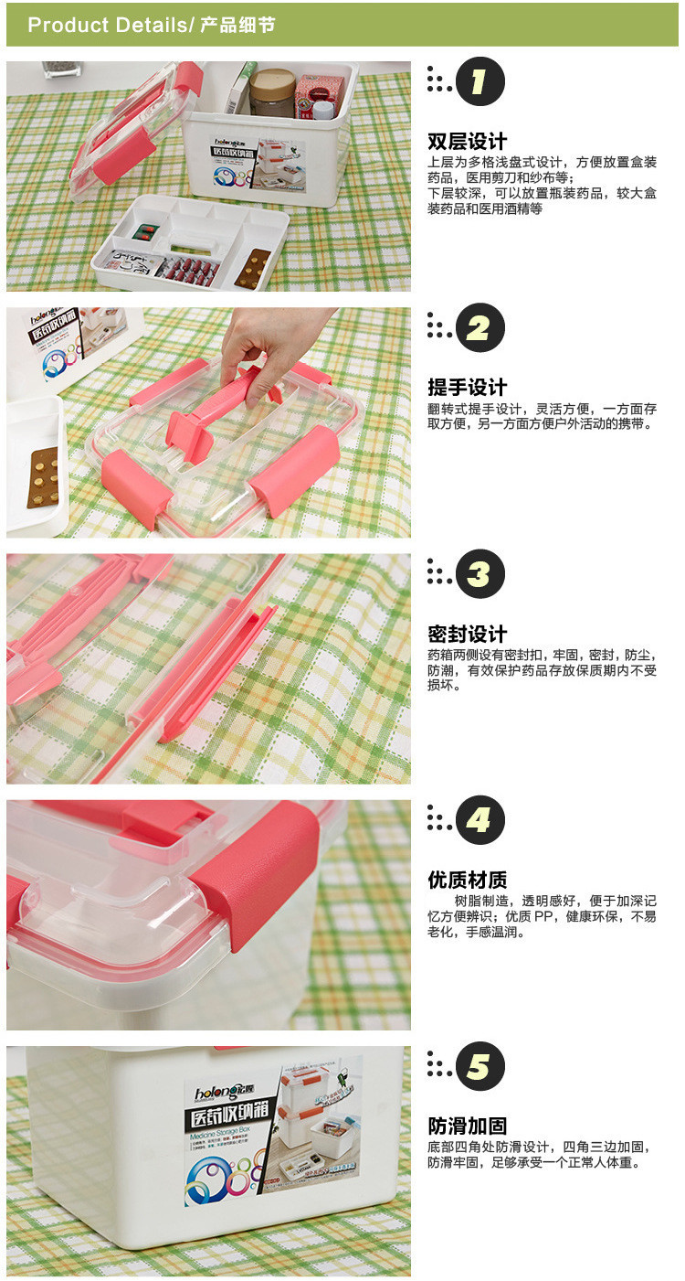 
                                                            品桂 大号多功能药箱 家庭医药箱 多层急救收纳保健箱子家用塑料药箱 收纳箱 收纳盒 药盒 蓝色                