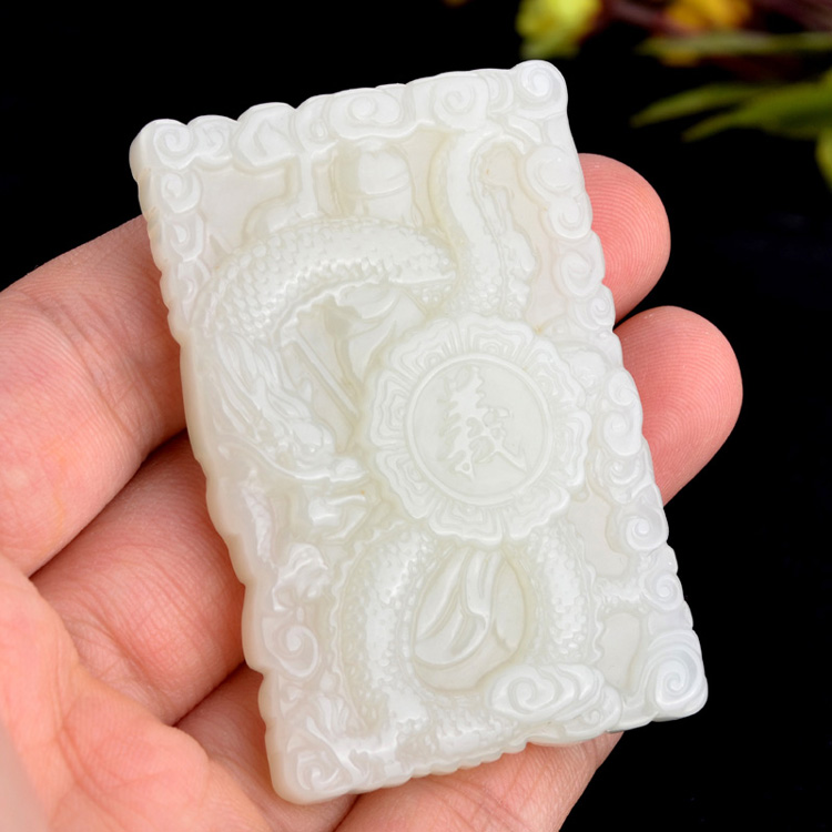 同伴和田玉关公吊坠男士武财神项链玉牌男款玉石罗汉项链挂件带证书配