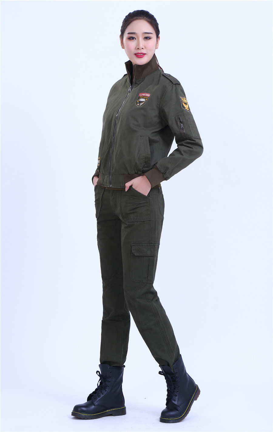 新品陆海空春秋季新款纯棉修身外套户外军迷服饰女士立领休闲夹克