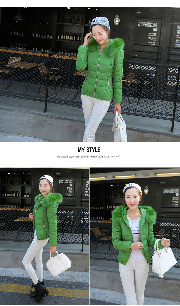 茵芭莎 2015韩版潮超轻薄羽绒服女短款加厚修身显瘦大毛领冬女1501