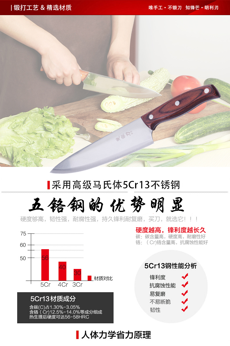 
                                        楚家刀（chujiadao） 手工锻打剔骨小片刀厨房工具剥皮刀锋利剔骨专用刀尖刀杀猪杀鱼分割割肉刀 彩红柄8寸小厨刀                