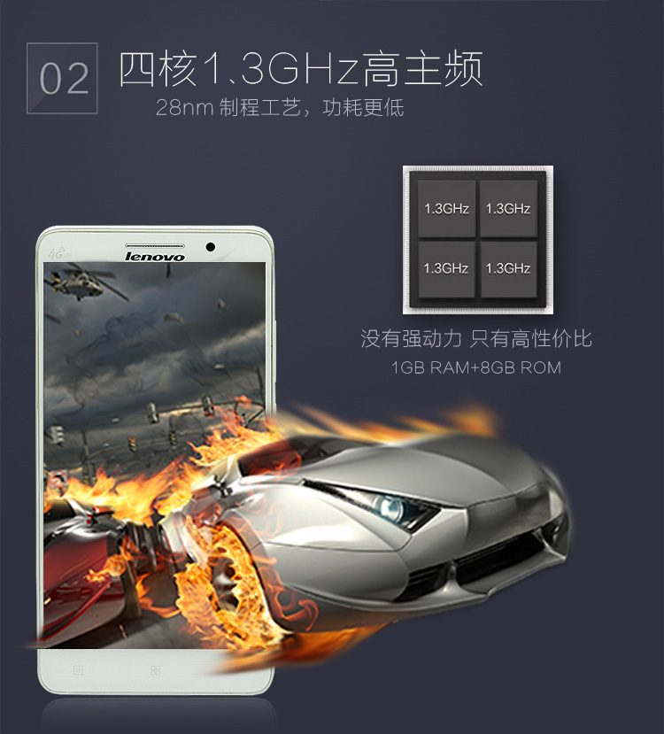 联想A5800-D 4GB 移动4G手机 双卡双待 金色 标配版