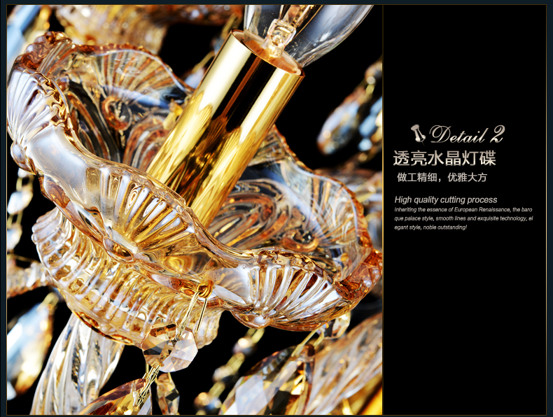 奥薇 欧式水晶吊灯客厅卧室餐厅灯饰灯具1070p 6头K9水晶
