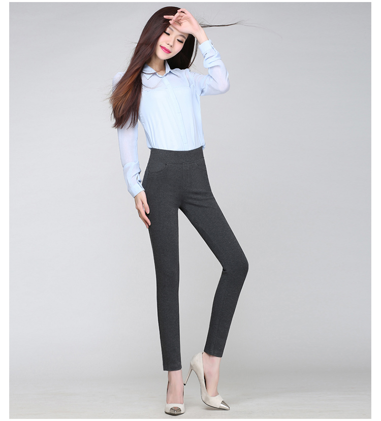 芮婕服装店* .2015秋冬款模特 打底裤外穿紧身裤女大码弹力小脚裤修身显瘦XJB009 深灰色 M