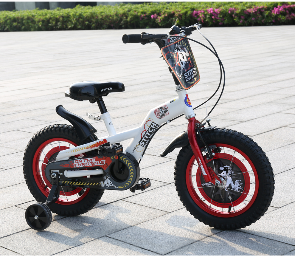 祺娃娃/stitch 野马儿童自行车12寸14寸16寸18寸脚踏车女孩童车 黑色