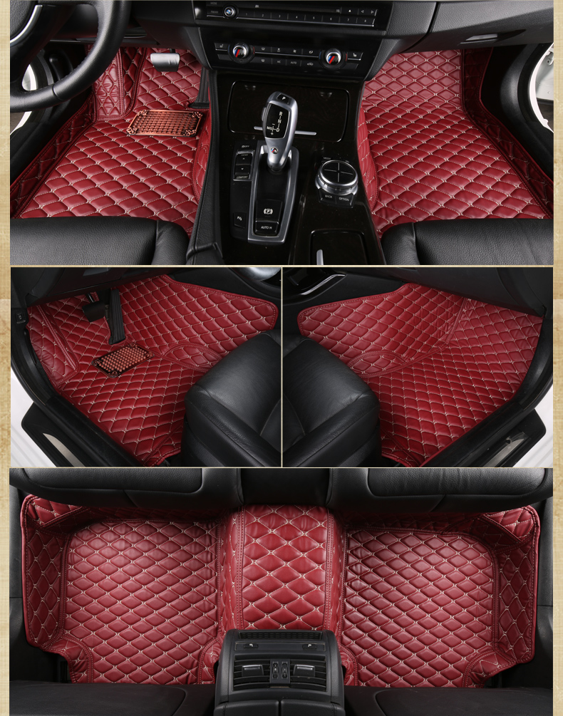 创灵汽车脚垫皮革全包围 各车均可定制 酒红色 绅宝cc脚垫