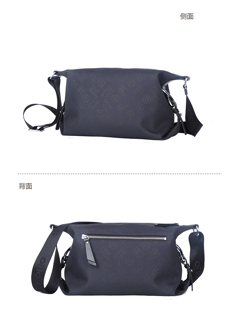 folio 弗里欧新款男包艺术布包斜挎包男士休闲单肩包男黑色均码帆布包