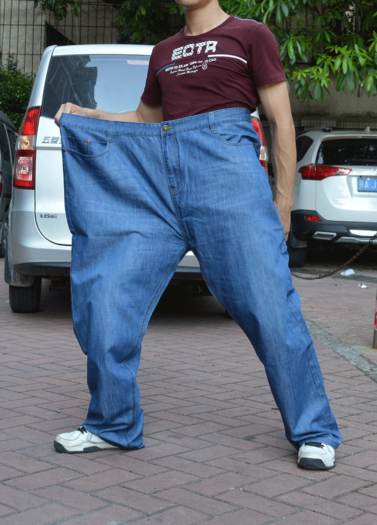 查尔蒂娜大码牛仔裤男 春夏薄款加肥加大肥佬裤子胖人超大号 图片色