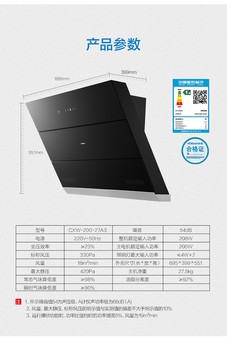 免拆洗触控侧吸式抽油烟机cxw-200-27a3_ 7折现价老板(robam)大吸力