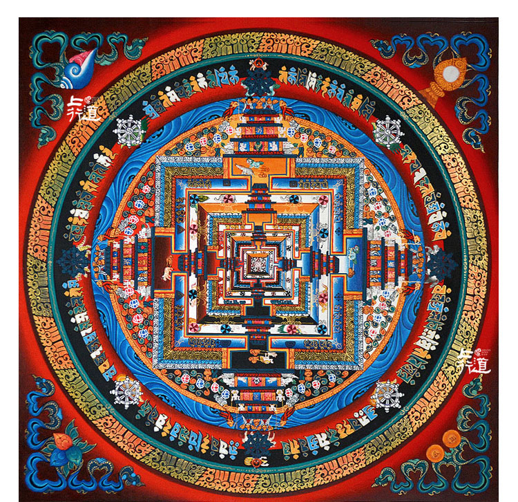 上行道 时轮金刚坛城曼陀罗手绘唐卡装饰画挂画玄关现代客厅新中式