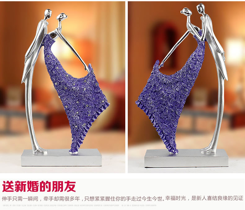 
                                        欣润 雕塑人物摆件电视柜客厅装饰品落地小工艺品纪念日创意定制 玫瑰粉  YS-Y001                