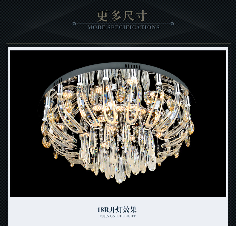 摩灯会 led水晶吸顶灯圆形 卧室灯温馨现代简约餐厅客厅灯具大气 63cm圆形