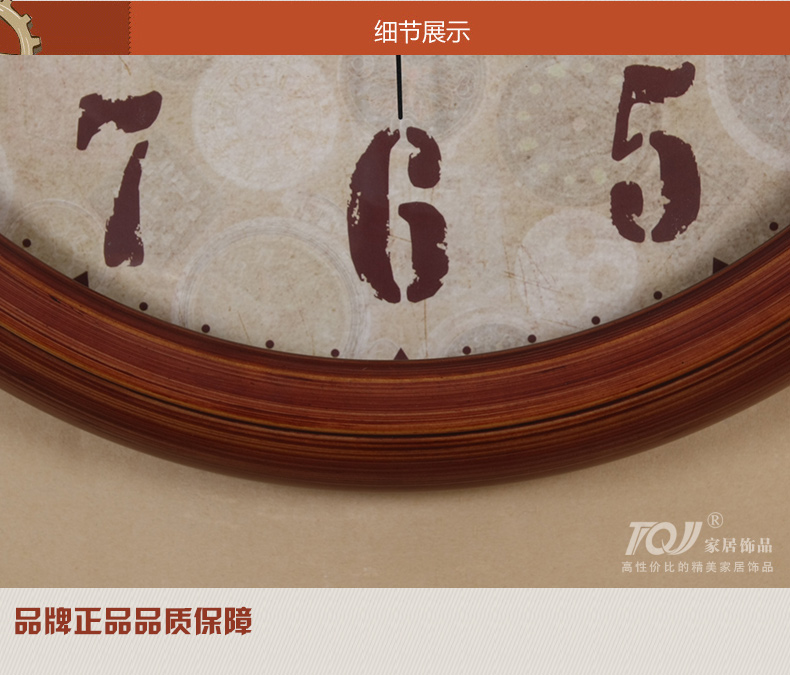 
                                        TQJ实木单面圆形壁挂钟客厅创意挂表卧室静音时尚石英时钟表030 白色                
