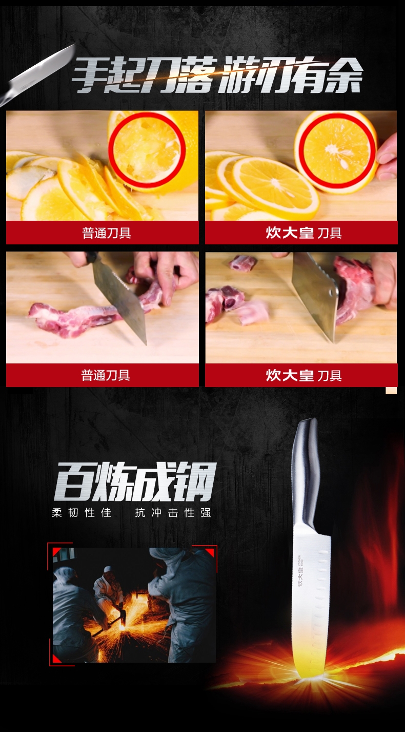 
                                        炊大皇（COOKER KING） 不锈钢刀具套装七件套 切菜刀厨房刀水果刀砍骨刀切片刀剪刀刀座                