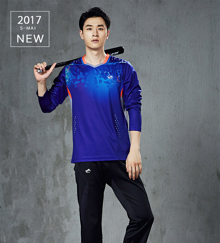 butiky速迈秋冬长袖上衣羽毛球服男女款速干透气羽毛球运动服 6052