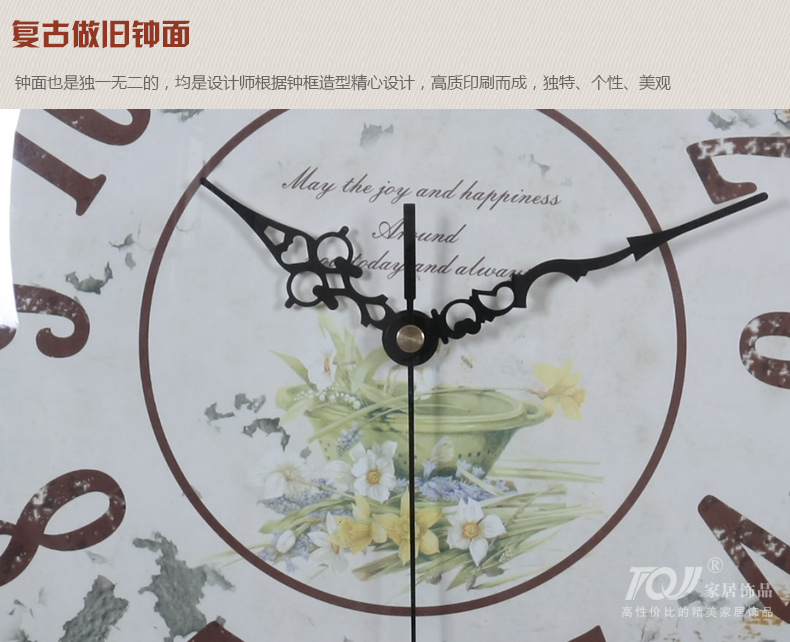 
                                        TQJ实木单面圆形壁挂钟客厅创意挂表卧室静音时尚石英时钟表050 白色                