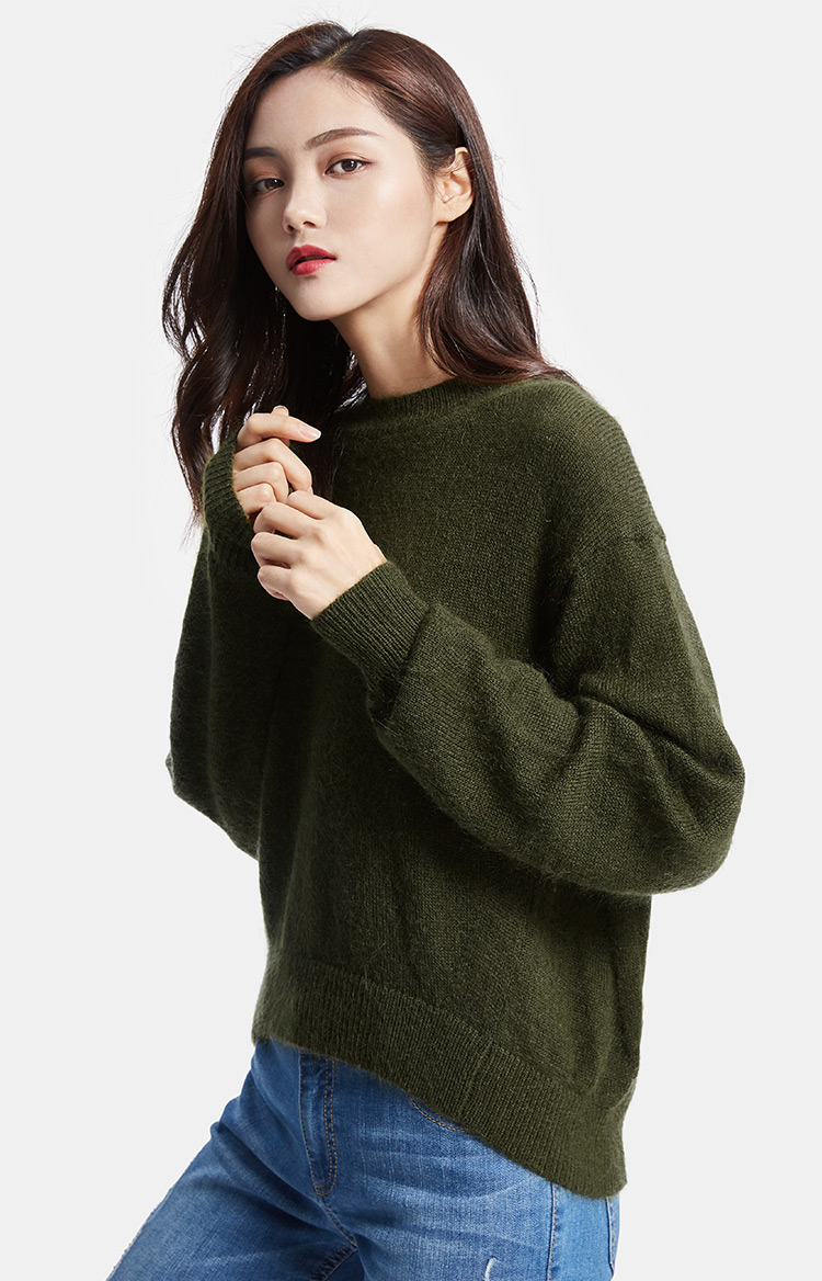 哥弟女装2018春季新款针织衫女长袖圆领套头毛衣a300131 灰 l(4码)