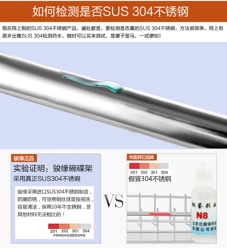 骏缘 304不锈钢多层放碗碟架沥水架厨房搁碗架三层收纳储物架