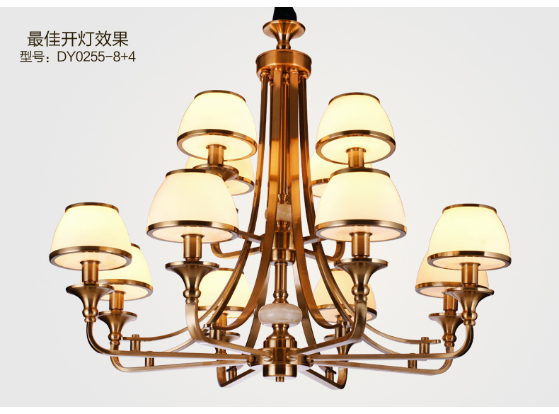 美式吊灯餐厅客厅吊灯 现代卧室吊灯 简约仿铜欧式吊灯 0255-6