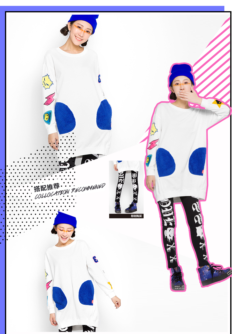 PASS女装秋冬新款 长袖撞色短款连衣裙6532411095 黑色 M