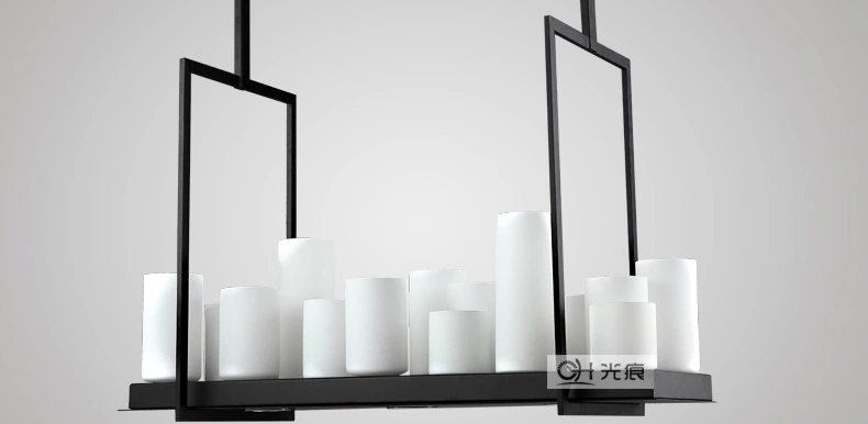 梦晗灯具北欧美式乡村吊灯 中式创意LED烛台云石复古餐厅工业控吊灯8001 95cm*36cm送5Wled